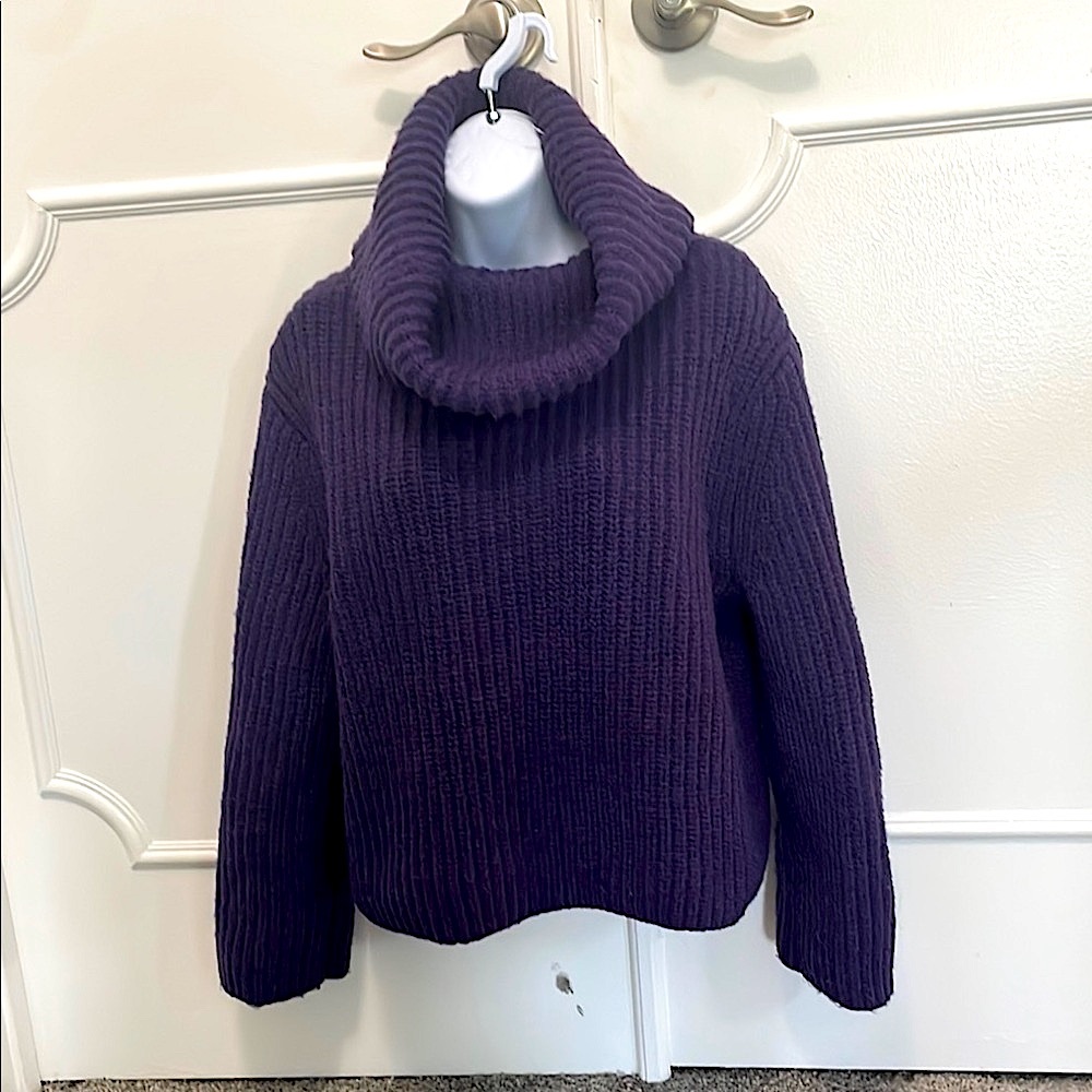 Express Women's Cozy Purple Ribbed Cowl Neck Sweater, Size XS